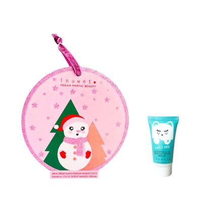 crème pour les mains coco dans une boule de Noel prêt à offrir de la marque inuwet