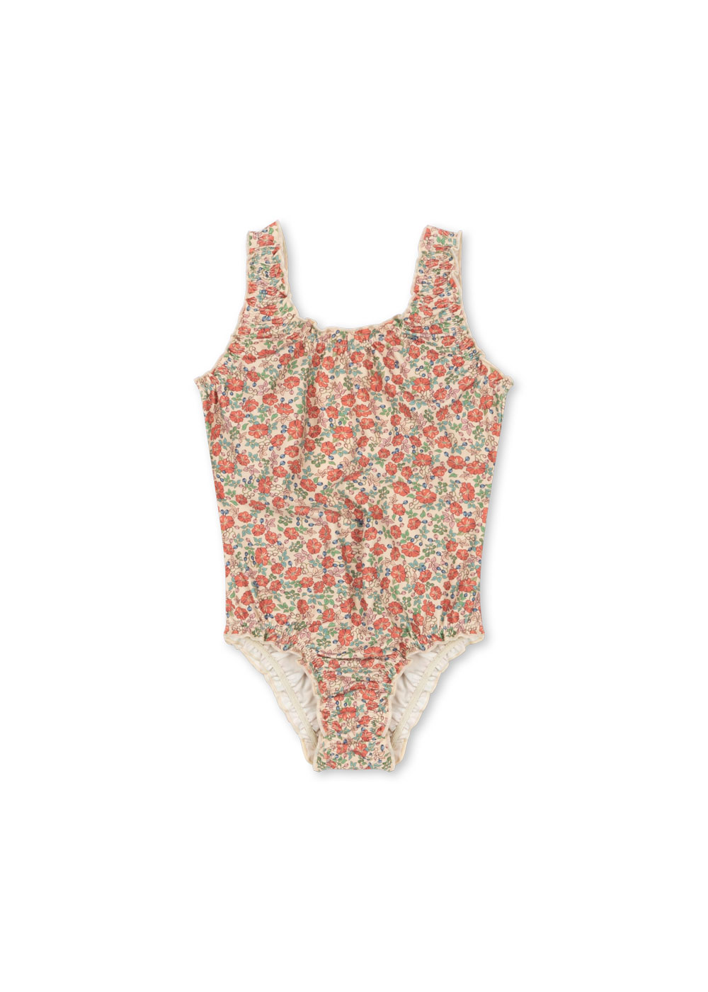 maillot-de-bain-une-piece-fleurs-konges-slojd-le-beguin-de-charlie maillot de bain une pièces motif à fleurs pour petite fille accessoire et vêtements de plage pour l'été de la marque Konges Slojd chez le béguin de Charlie à Tours