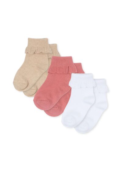 chaussettes vendues par trois avec petits volants pour bébés et enfants - marque Konges Slojd - disponibles en ligne et en boutique chez Le béguin de Charlie à Tours