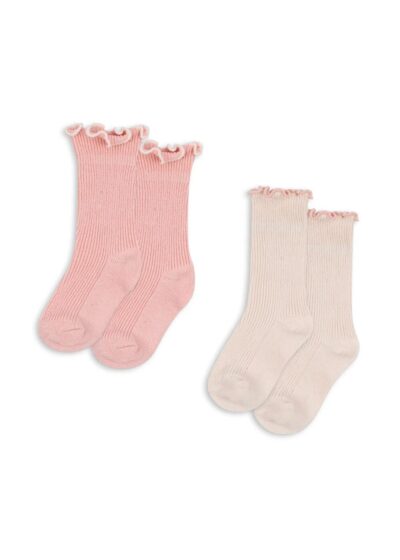lot de chaussettes x2 rose et blanche accessoire pour bébés et enfants mode enfants de la marque Konges Slojd disponible en ligne et en boutique chez Le béguin de Charlie à Tours