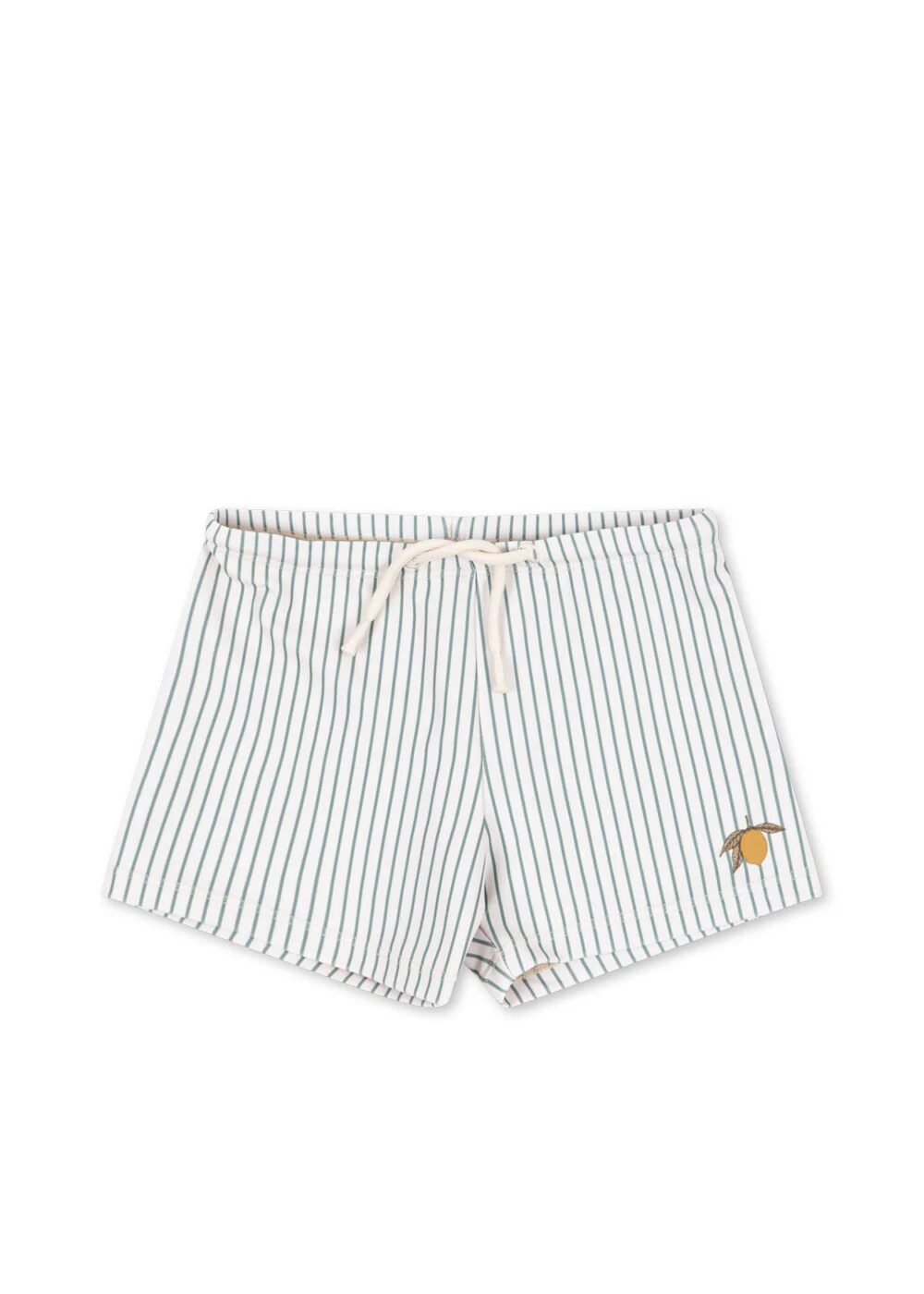 short-de-bain-tea-stripe-konges-slojd-le-beguin-de-charlie short de bain à rayures avec citron pour bébés et enfants - accessoire et vêtements été de la marque Konges Slojd - disponible en ligne et en boutique chez Le béguin de Charlie à Tours