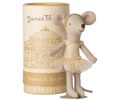 petite souris danseuse de ballet en tissu avec une boite de rangement