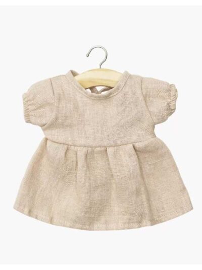 robe Faustine pour poupée en lin couleur nude - de la marque Minikane - vêtements et accessoires pour poupées - disponibles en ligne et en boutique Chez Le béguin de Charlie à Tours
