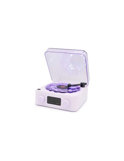 platine enceinte lumineuse lilas avec led et vinyle - veilleuse lumineuse et musicale pour enfants - de la marque Little L - disponible en ligne et en boutique chez Le béguin de Charlie à Tours