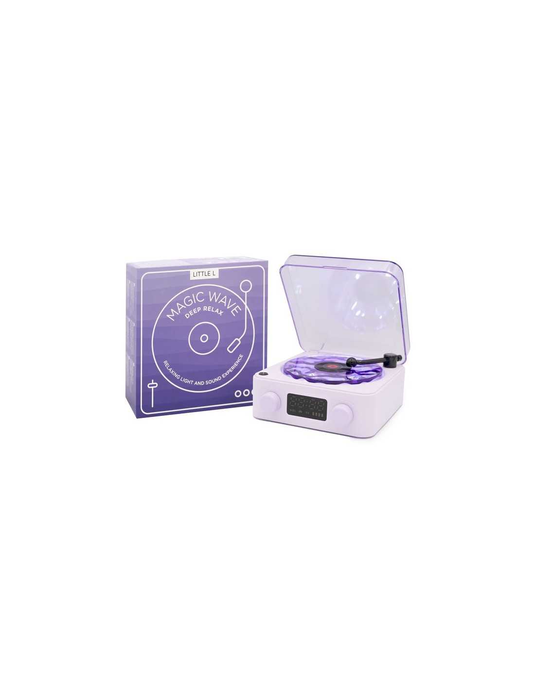 enceinte-sensorielle-violette-little-l-le-beguin-de-charlie platine vinyle lilas enceinte lumineuse avec led - veilleuse lumineuse et musicale pour enfants - de la marque Little L - disponible en ligne et en boutique chez Le béguin de Charlie à Tours