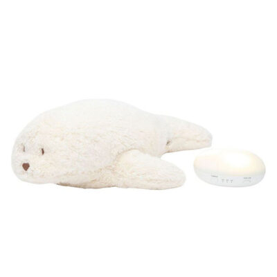 veilleuse peluche phoque Moonie couleur blanc polaire - peluche avec veilleuse et bruits blancs - idée cadeau de naissance - pour endormir bébé - de la marque Moonie - disponible en ligne et en boutique chez Le béguin de Charlie à Tours