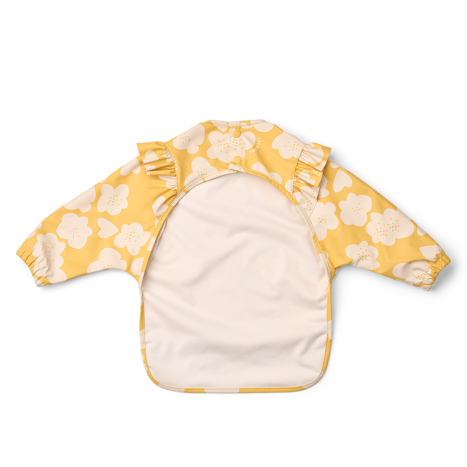 bavoir-avec-manches-flowers-liewood-le-beguin-de-charlie bavoir tablier manches longues avec volants couleur et motif Flowers yellow lemon - pour la diversification alimentaire et la peinture - vêtement et accessoire enfant - idée cadeau et cadeau de naissance - de la marque Liewood - disponible en ligne et en boutique chez Le béguin de Charlie à Tours