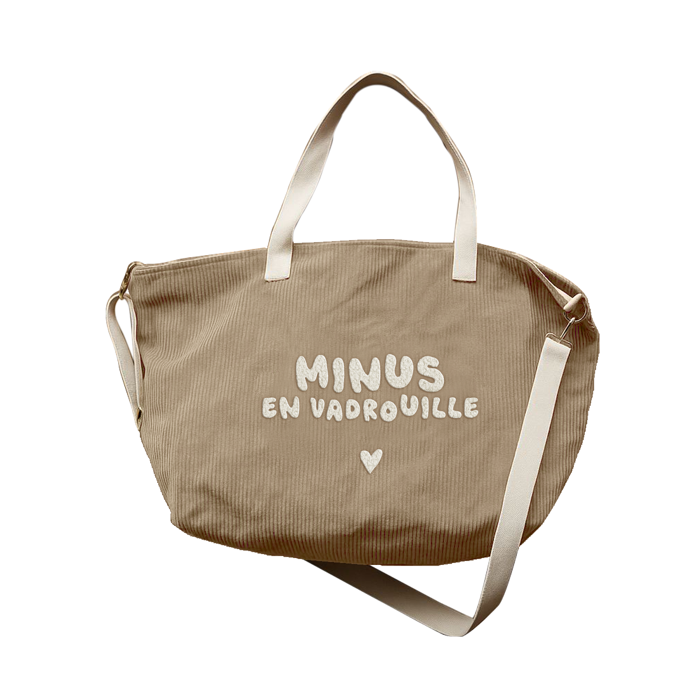 sac-cabas-minus-en-vadrouille-zakuw-le-beguin-de-charlie sac cabas en velours beige Minus en vadrouille de la marque Zakuw - accessoire pour les famille et pour voyager chez Le béguin de Charlie