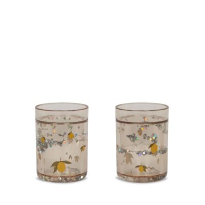 verres à paillettes vendus par 2 motif citron de la marque Konges Slojd chez Le béguin de Charlie
