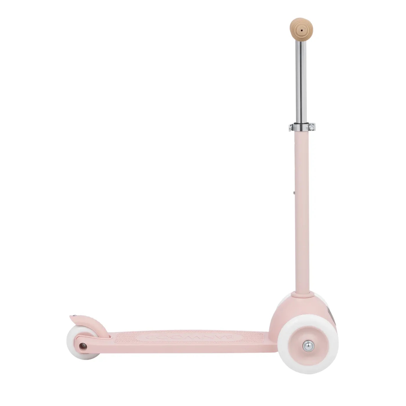 trotinette-enfant-rose-delave-banwood-le-beguin-de-charlie scooter trotinette enfant de couleur rose délavé à 3 roues de la marque Banwood