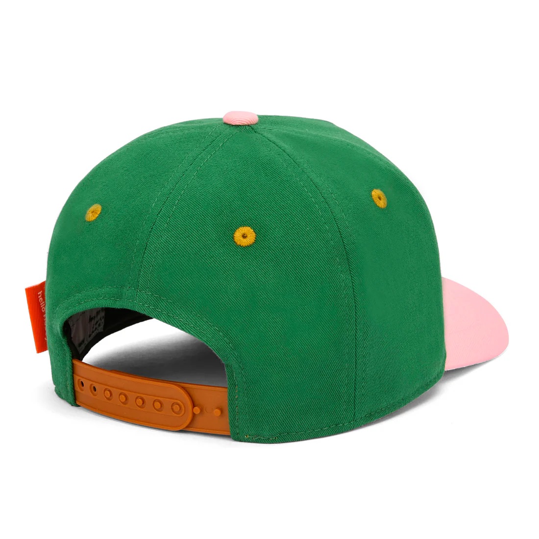 casquette-mini-green-hello-hossy-le-beguin-de-charlie casquette mini green avec visière rose, accessoire de mode pour les enfants et les adultes de la marque Hello Hossy